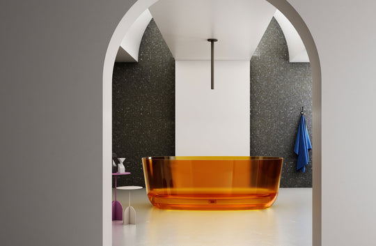 Orange Oval Transparent Bathtub with Swept Rim; original factory model XA-8859T catalogue detail view 1