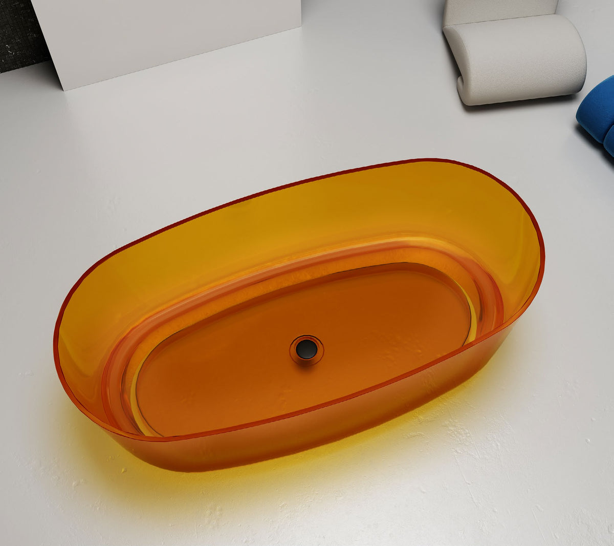 Orange Oval Transparent Bathtub with Swept Rim; original factory model XA-8859T catalogue detail view 2