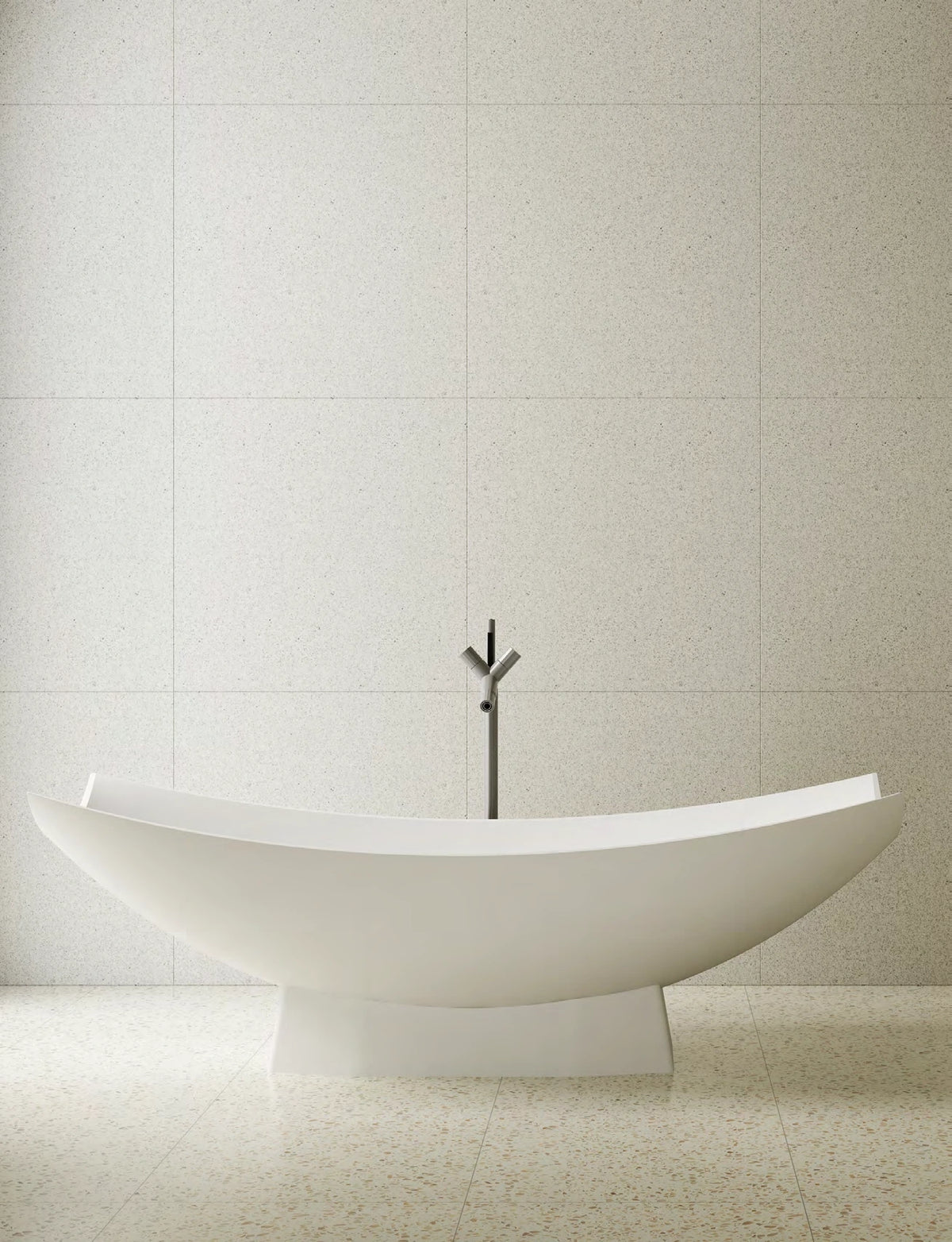 Pedestal Boat Solid Surface Bathtub - T8992; complete model view