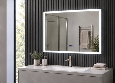 Perimeter LED Mirror with Lower Display — full product view; KS-1007