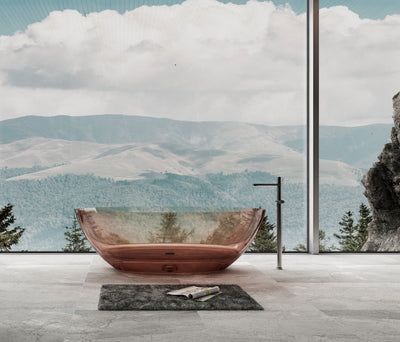 Pink Wide-Rim Transparent Bathtub; original factory model XA-8863T complete product view
