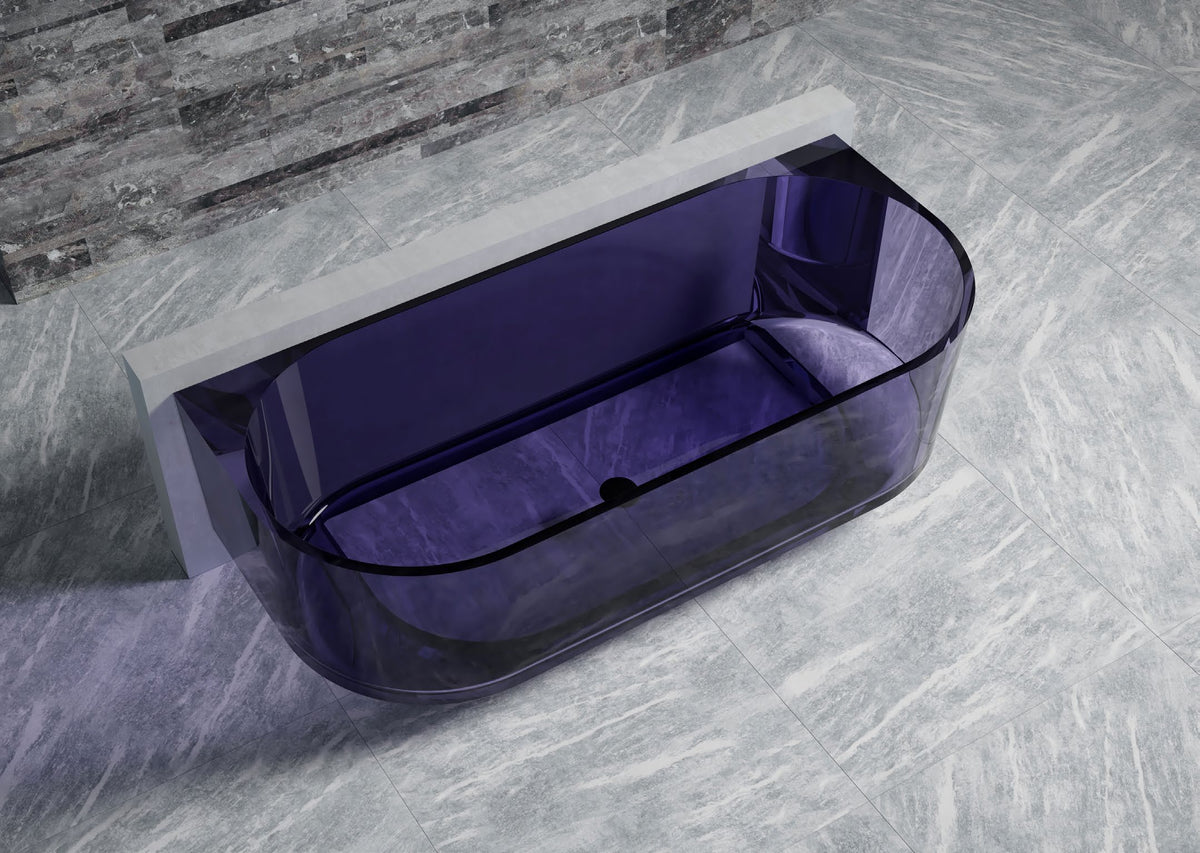 Purple D-Shape Transparent Bathtub; original factory model TW-8706T catalogue detail view 1
