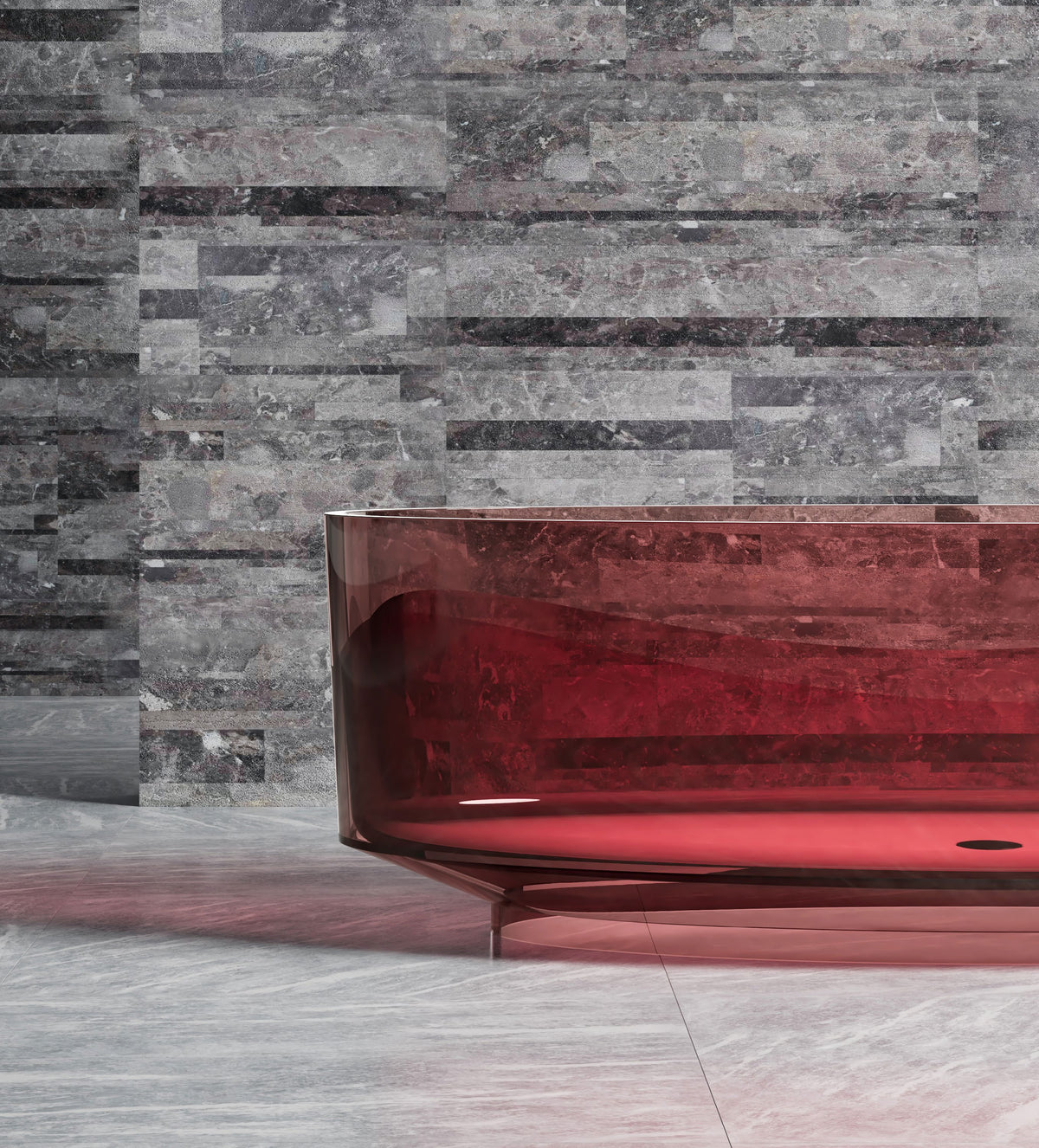 Red Slim Oval Transparent Bathtub; original factory model TW-8703T catalogue detail view 1