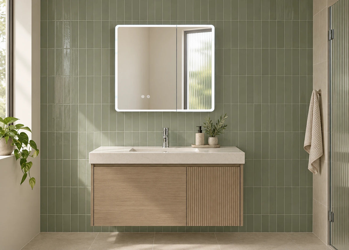 Rounded Front LED Mirror Cabinet — catalog detail view; KS-4003