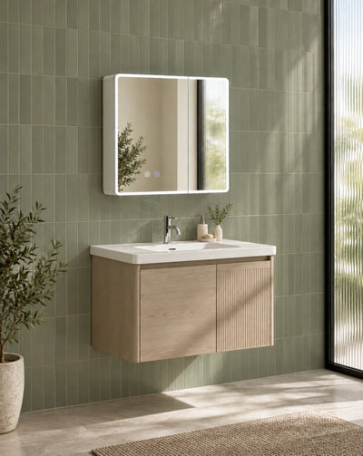 Rounded Front LED Mirror Cabinet — full product view; KS-4003