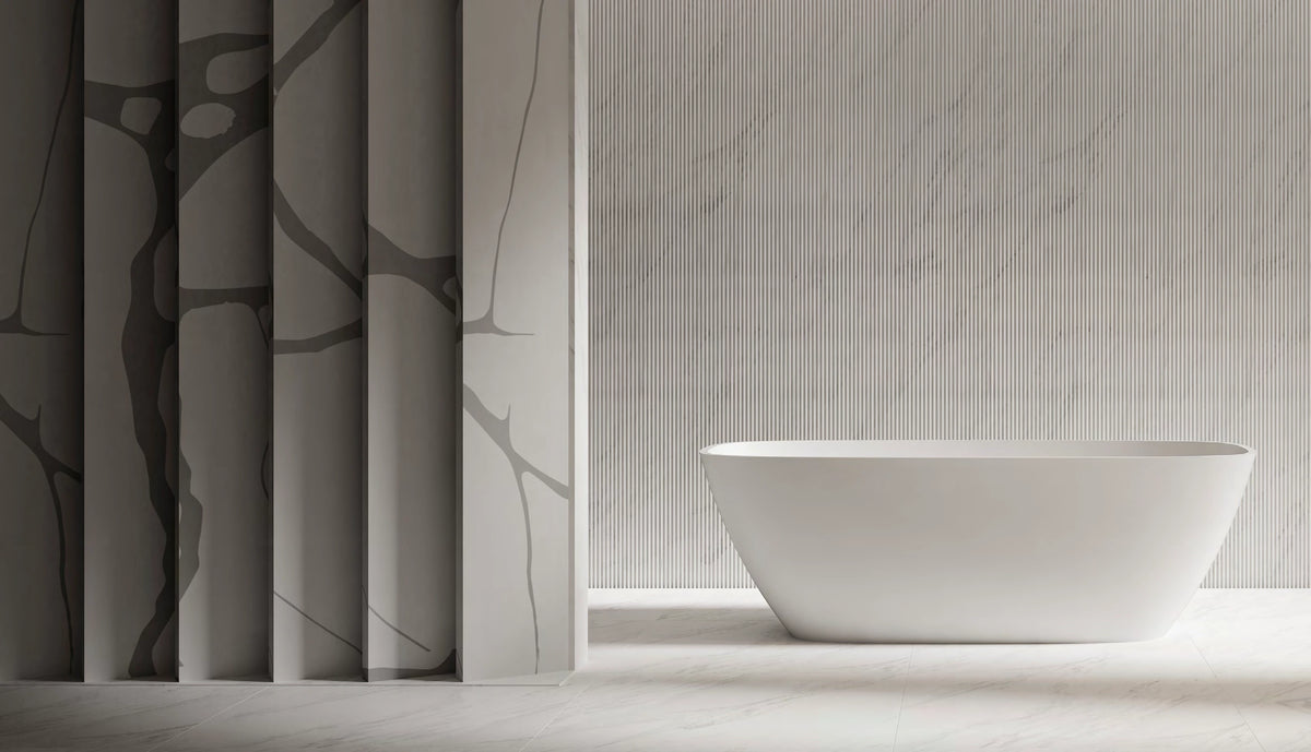 Rounded Rectangle Solid Surface Bathtub - XA-8808; complete factory model view