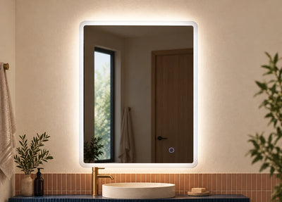 Rounded Tall Backlit LED Bathroom Mirror — full product view; KS-1009