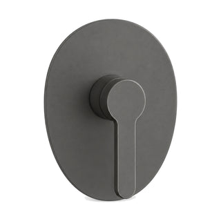 Gun metal grey egg-shaped oval shower valve trim with slim single lever, shown with rough-in body — SANIKB SP092 21 45 1