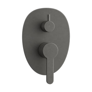 Gun metal grey egg-shaped shower valve trim with slim lever and diverter knob, shown with rough-in body — SANIKB SP092 22 45 1