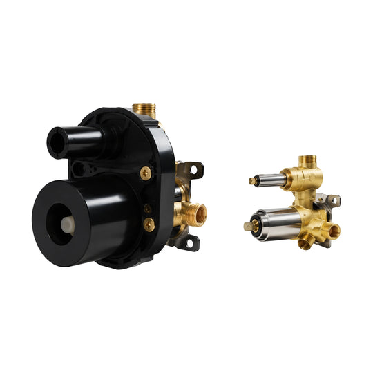 In-wall rough-in valve for Knurl Grip Gun Metal Grey Two-Knob Shower Valve Trim Kit — SANIKB SP703B 22 45 1