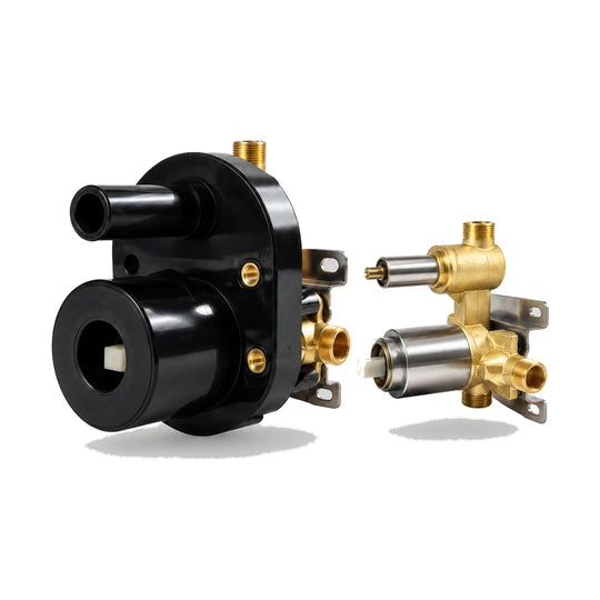 In-wall rough-in valve for Ribbed Column Gun Metal Grey Diverter Shower Valve Trim Kit — SANIKB SP064 22 45 1
