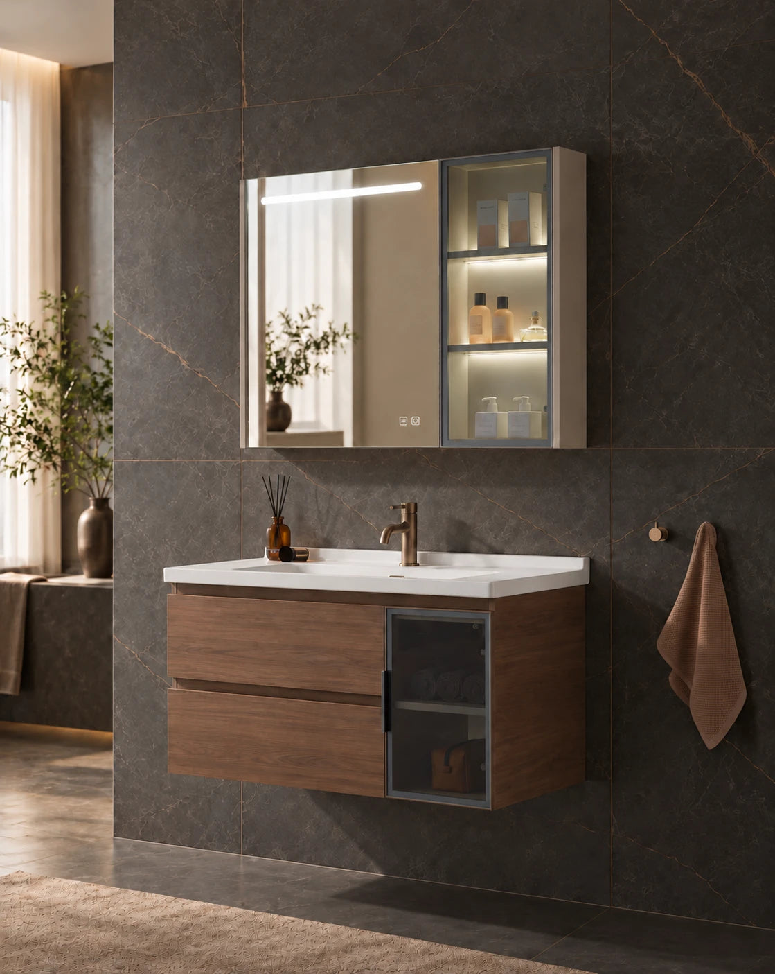Side Bar LED Mirror Cabinet — full product view; KS-4005