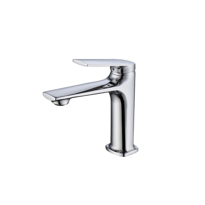 Polished chrome single-hole bathroom basin faucet, brass, standard short body — SANIKB FYF-01059.
