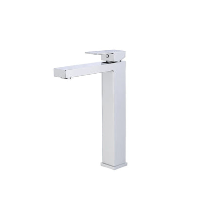 Polished chrome single-hole vessel basin faucet, brass, tall body for above-counter basins — SANIKB FYF-01028.