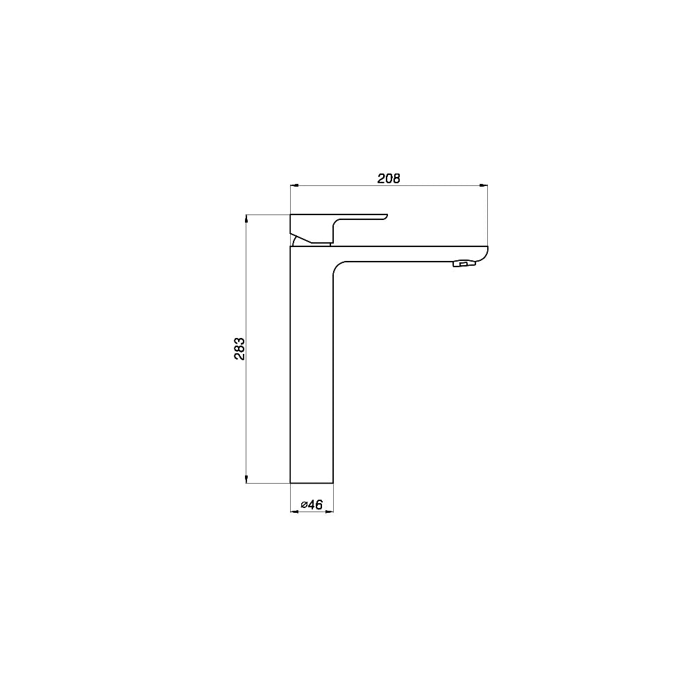 Dimensioned spec drawing for SANIKB FYF-01006 single hole faucet, tall 283mm vessel height variant.