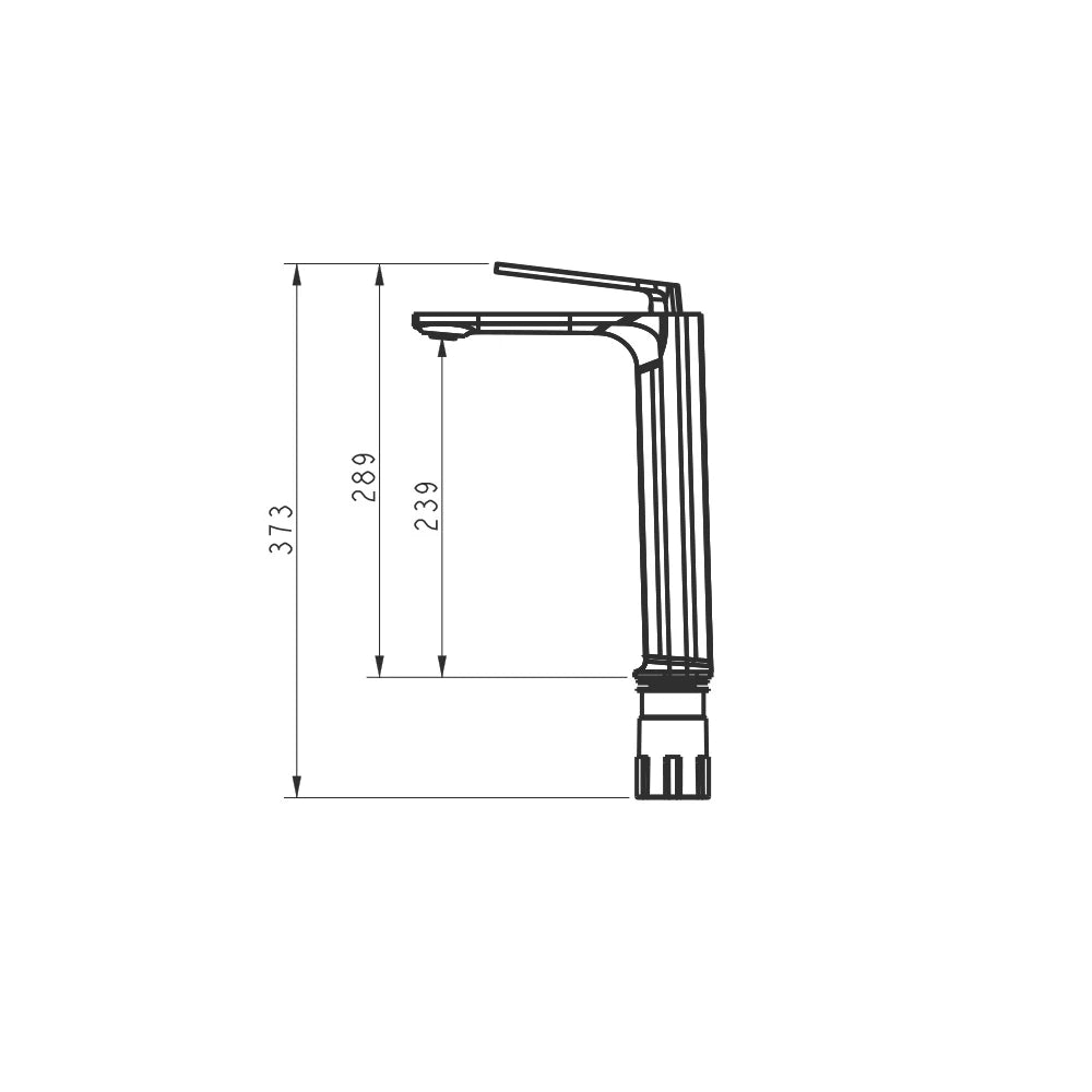 Dimensioned spec drawing for SANIKB FYF-01036 single-hole faucet, tall vessel height (373/289 mm).
