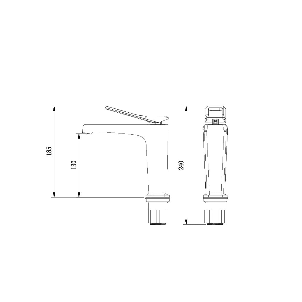 Dimensioned spec drawing for SANIKB FYF-01037 single-hole bathroom basin faucet, standard body.