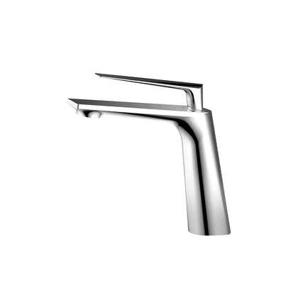 Polished chrome single-hole bathroom basin faucet, solid brass, slim blade spout — SANIKB FYF-01052
