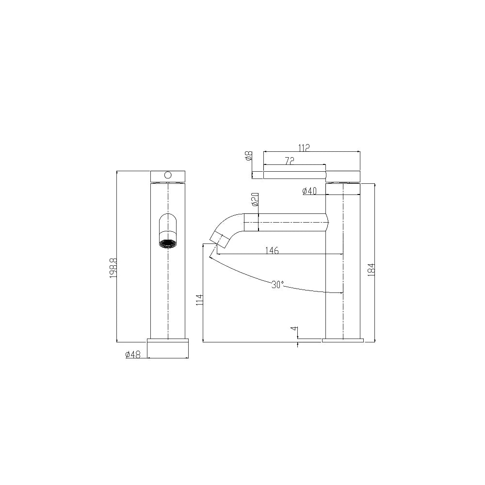 Dimensioned spec drawing for SANIKB FYF-01079 single-hole basin faucet, tall vessel height variant.