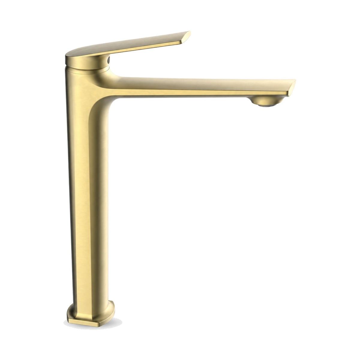 Matte black tall square-edged column bathroom faucet with long flat spout and thin flat top lever — SANIKB DL-01 118-LSJ