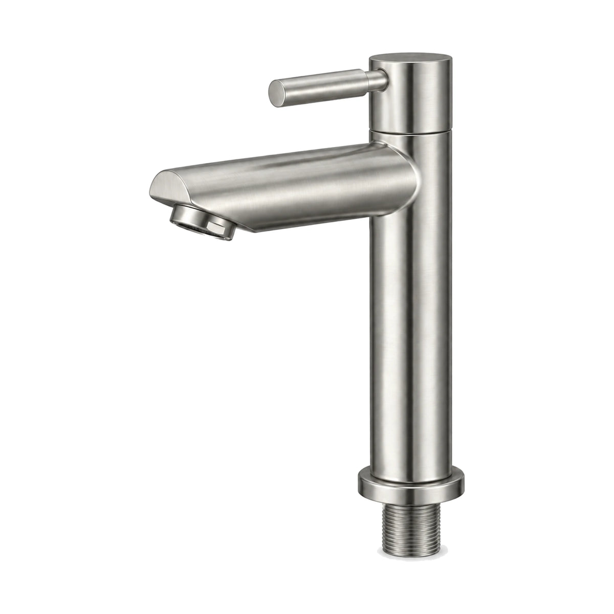 Brushed nickel tall slim column cold water faucet with short flat spout and pin lever — SANIKB DL-02 305-NY