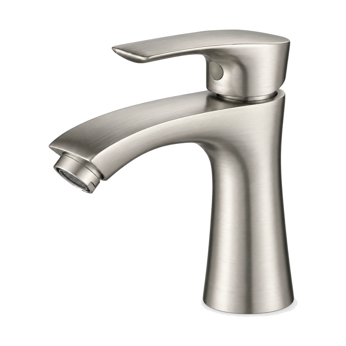 Brushed nickel cold water faucet with flared tapered body, curved downturned spout and flat lever — SANIKB DL-02 315-NY