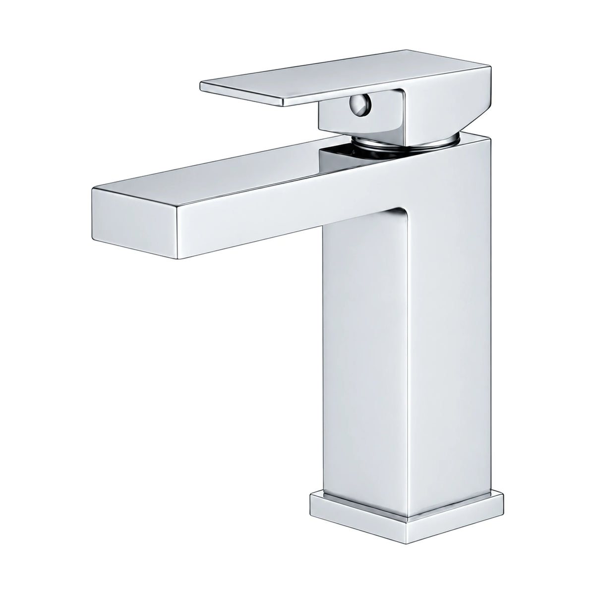 Chrome — Matte black tall square column bathroom faucet with square-section spout and flat blade lever — SANIKB DL-01 046-CP