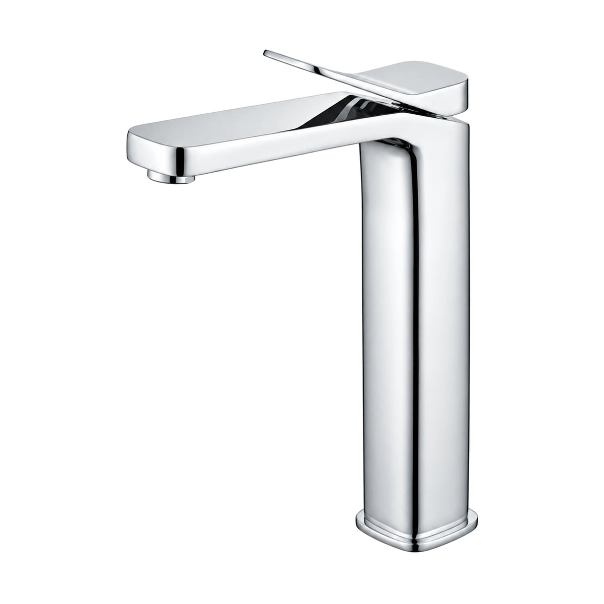 Matte black tall square slab body bathroom faucet with rounded corners, flat spout and wedge plate lever — SANIKB DL-01 071-CP