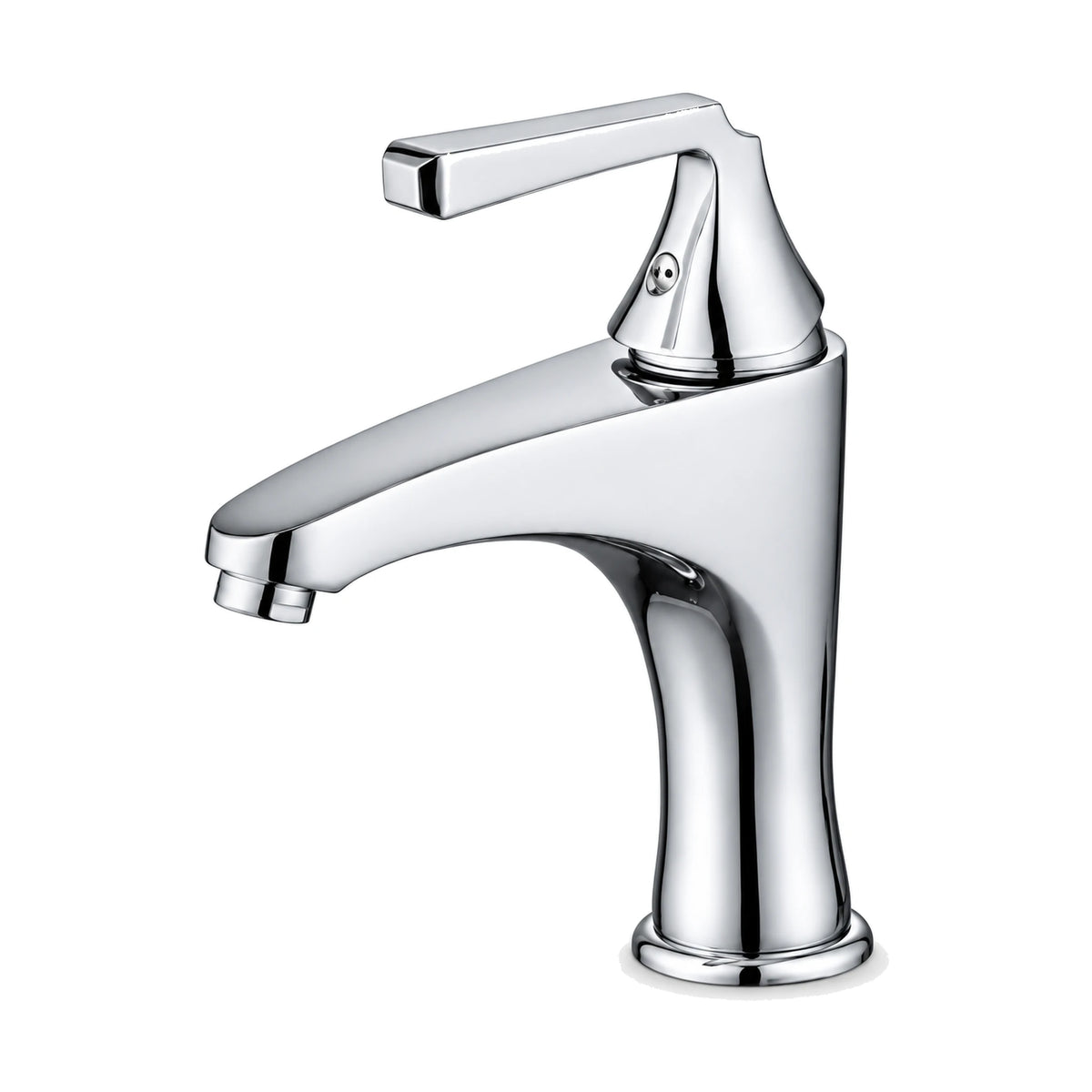 Chrome waisted bathroom faucet with round foot, sweeping spout and lever on a raised tapered pedestal — SANIKB DL-01 020-CP