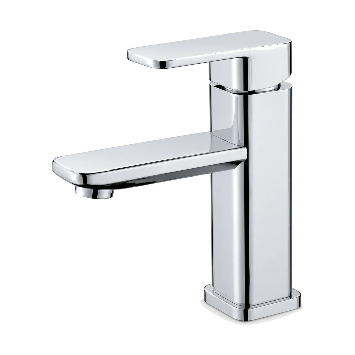 Chrome tall square column bathroom faucet with thin flat rectangular spout and lever on a square top block — SANIKB DL-01 060-CP