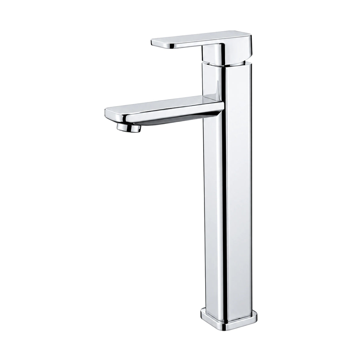 Chrome tall square column bathroom faucet with thin flat rectangular spout and lever on a square top block — SANIKB DL-01 059-CP