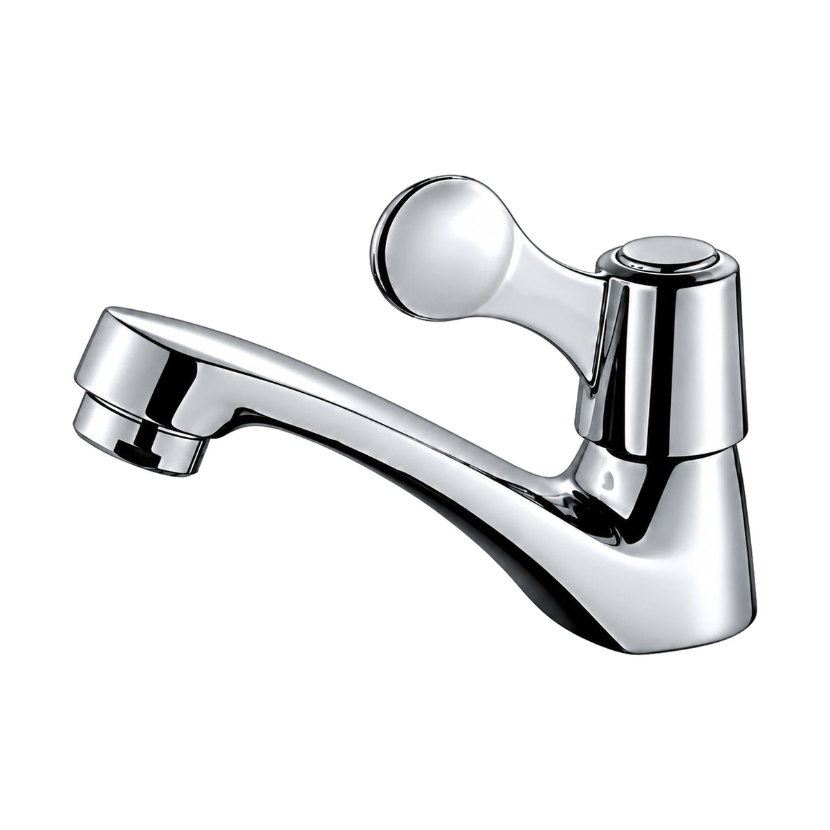 Chrome cold water bathroom faucet with bulb-end lever and long angled tube spout — SANIKB DL-02 312-CP