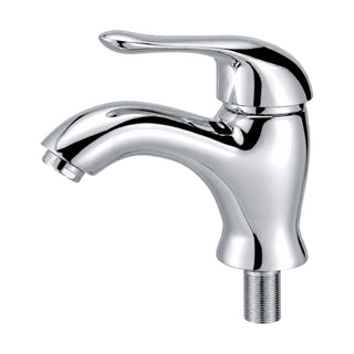 Chrome cold water bathroom faucet with curved rounded body, short arched spout and curved lever — SANIKB DL-02 313-CP