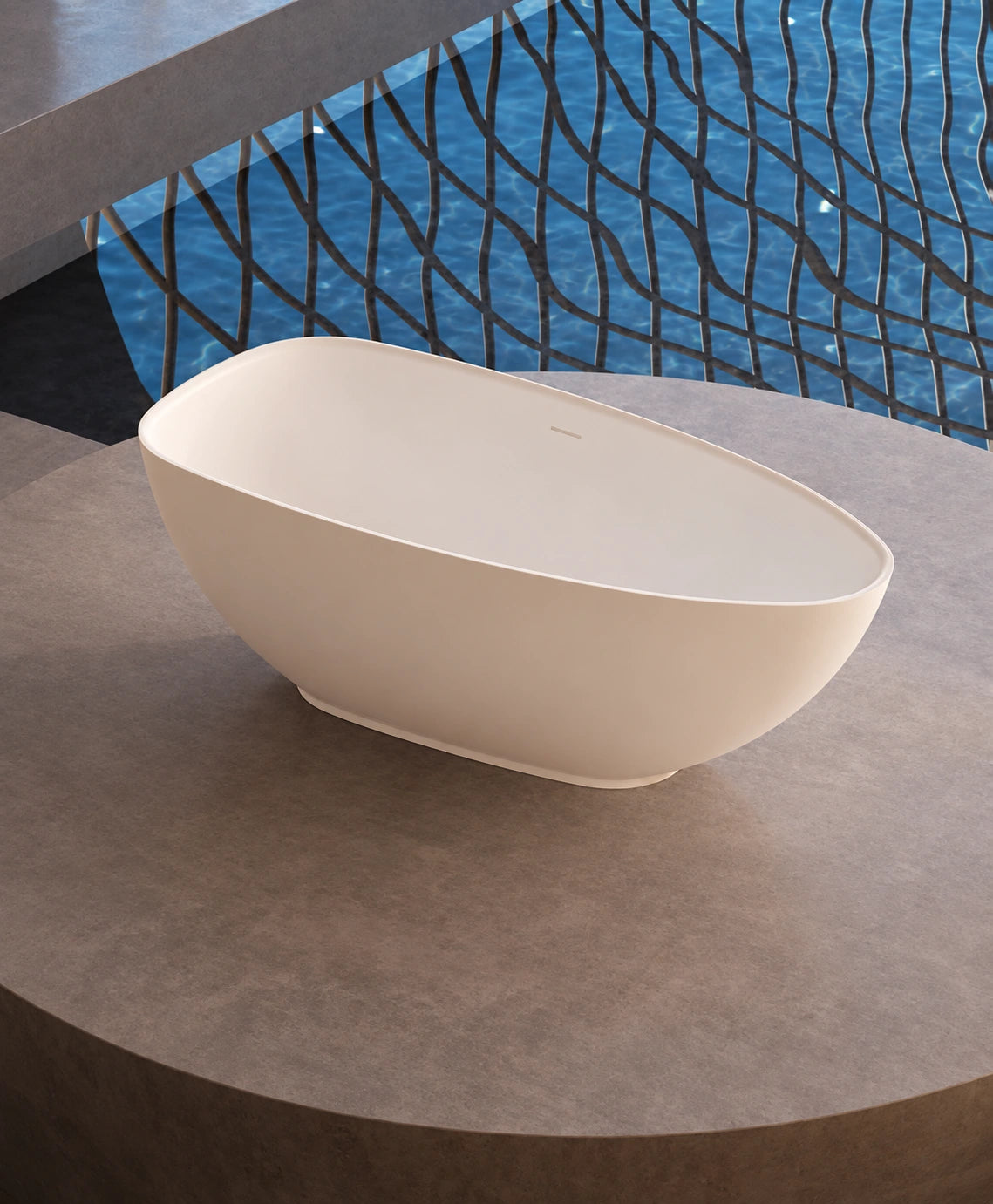 Slim Bowl Oval Solid Surface Bathtub - T8202; complete model view