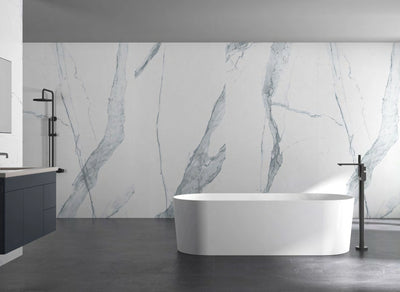 Slim Edge Rounded Rectangle Solid Surface Bathtub - XA-8862; complete factory model view