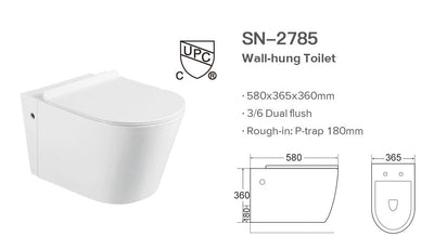 SANIKB SN-2785 Wall-Hung Toilet specification drawing