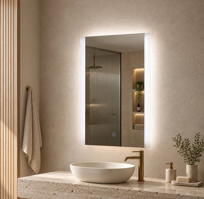 Square Corner Backlit LED Bathroom Mirror — full product view; KS-1008