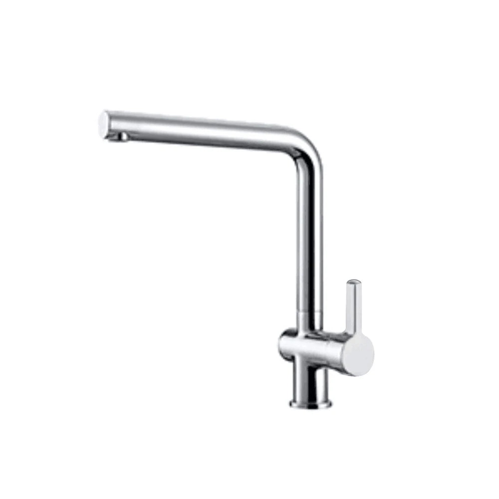 Polished chrome square kitchen faucet, solid brass, L-shaped right-angle spout with side lever — SANIKB FYF-05151.