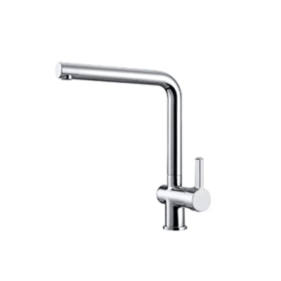 Polished chrome kitchen faucet, solid brass, L-shaped right-angle spout with side lever — SANIKB FYF-05151.