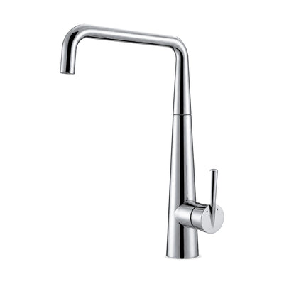 Chrome kitchen faucet with slim tapered cone body, side lever and angular tube spout — SANIKB DL-05 036-CP