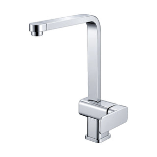 Chrome kitchen faucet with square block base, flat lever and square column turning into the spout — SANIKB DL-05 045-CP