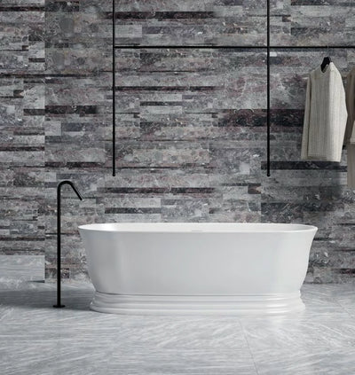 Stepped Base Oval Solid Surface Bathtub - XA-8898; complete factory model view