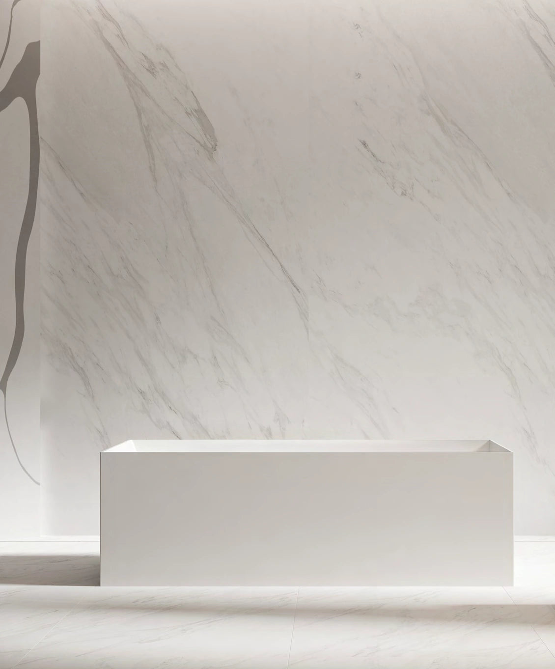 Straight Edge Rectangle Solid Surface Bathtub - T8572; complete model view