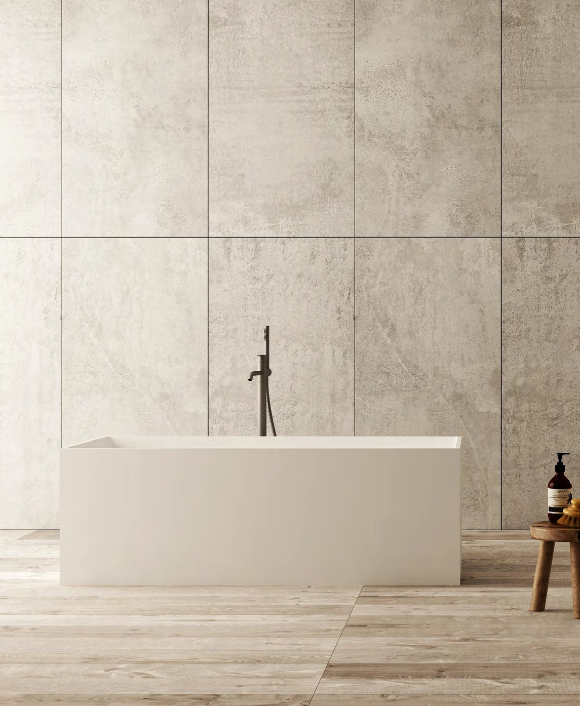 Straight Wall Rectangle Solid Surface Bathtub - XA-8872; complete factory model view