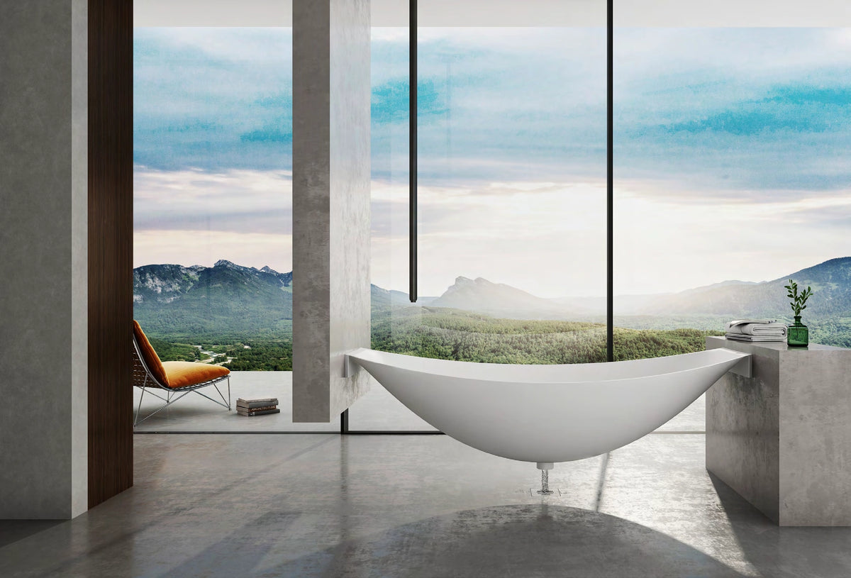 Suspended Boat Solid Surface Bathtub - T8996; complete model view