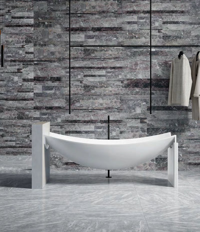 Swept Frame Boat Solid Surface Bathtub - T8997-1; complete model view