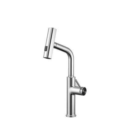 Polished chrome swivel spout kitchen faucet, stainless steel, tall body with side lever — SANIKB FYF-05191