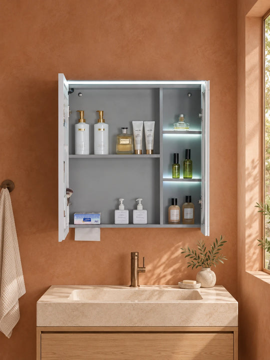 Tall Split Front LED Mirror Cabinet — catalog detail view; KS-4004