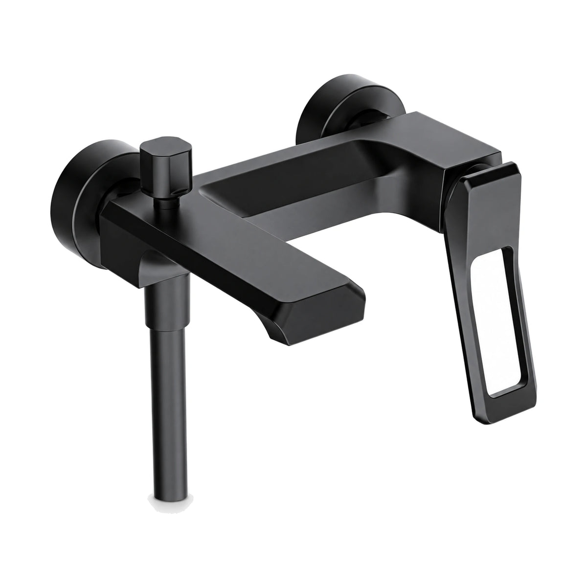 Matte Black — Exposed bath shower mixer with open frame lever and flat angular tub spout shown in four finishes — SANIKB DL-08 119-BK