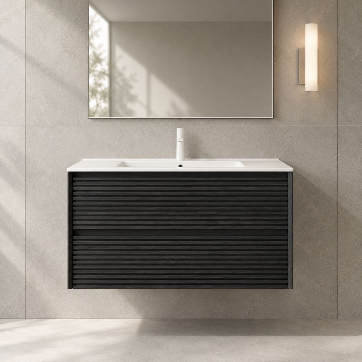 SANIKB BRON-BK bathroom vanity in an illustrative bathroom setting